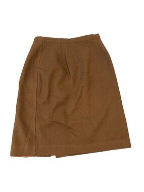 Vintage Isaac Hazan Brown 100% Wool Pencil Skirt 12 Lined USA Career 90s Preppy